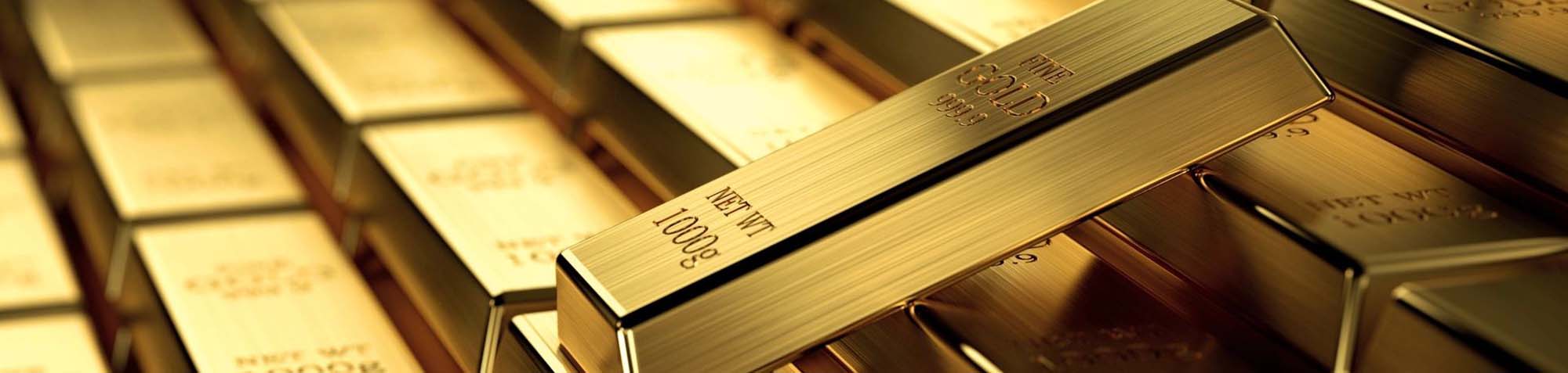 Gold bars stacked together